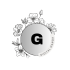 beige and black elegant botanical floral initial logo